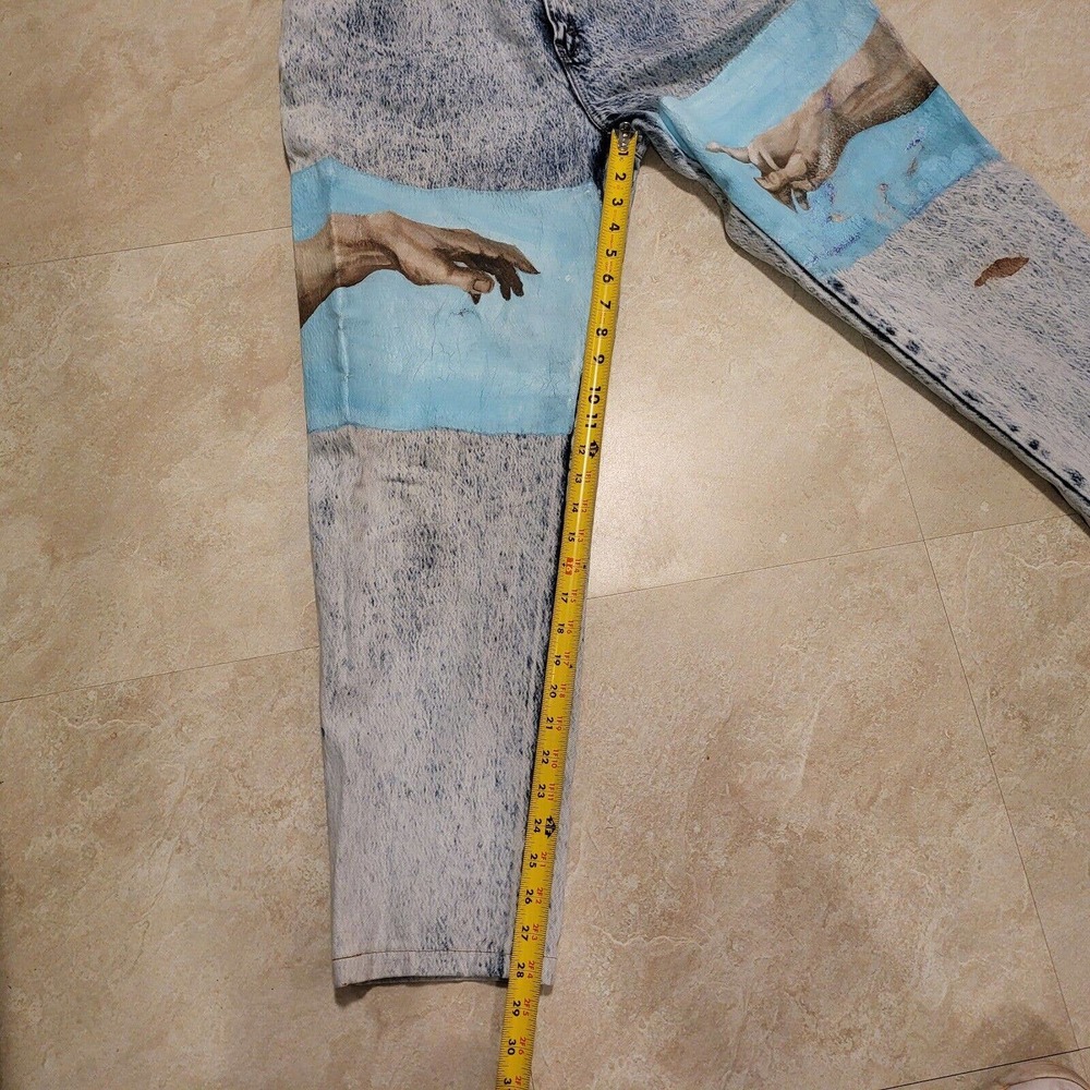 Creation of Adam Michelangelo Hand Painted VTG Levis Acid Wash Womens 14 Jeans - Picture 10 of 12